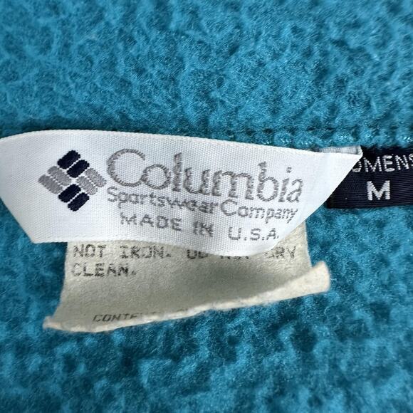VINTAGE Columbia Fleece Jacket Womens Medium Teal Purple Full Zip Made USA 90sf - Picture 5 of 10